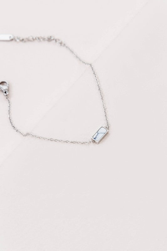 Beaming Bar Stone Bracelet | Silver