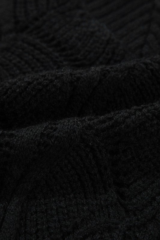 Hollow-Out Knit V-Neck Drop Shoulder Sweater