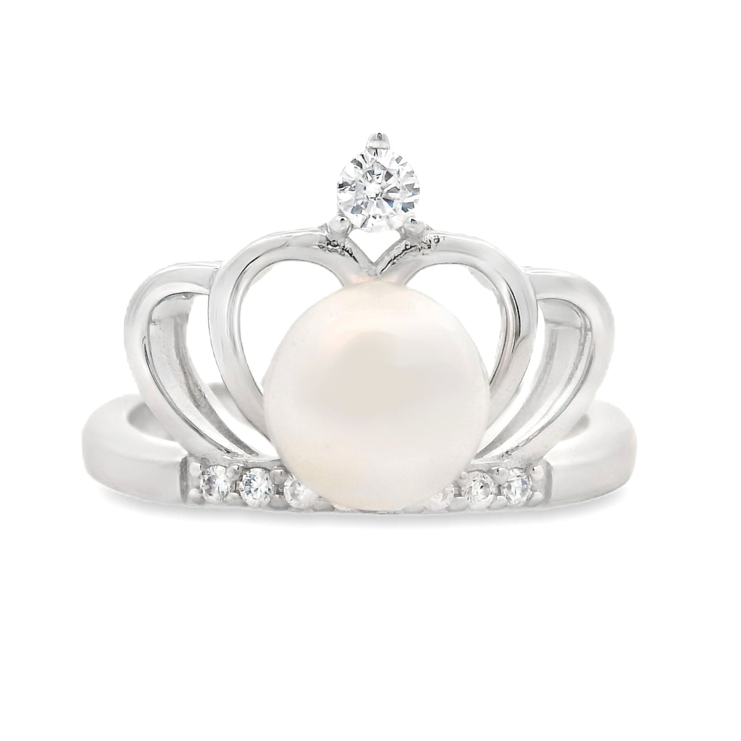 FW Pearl Cubic Zirconium Ring Sterling Silver