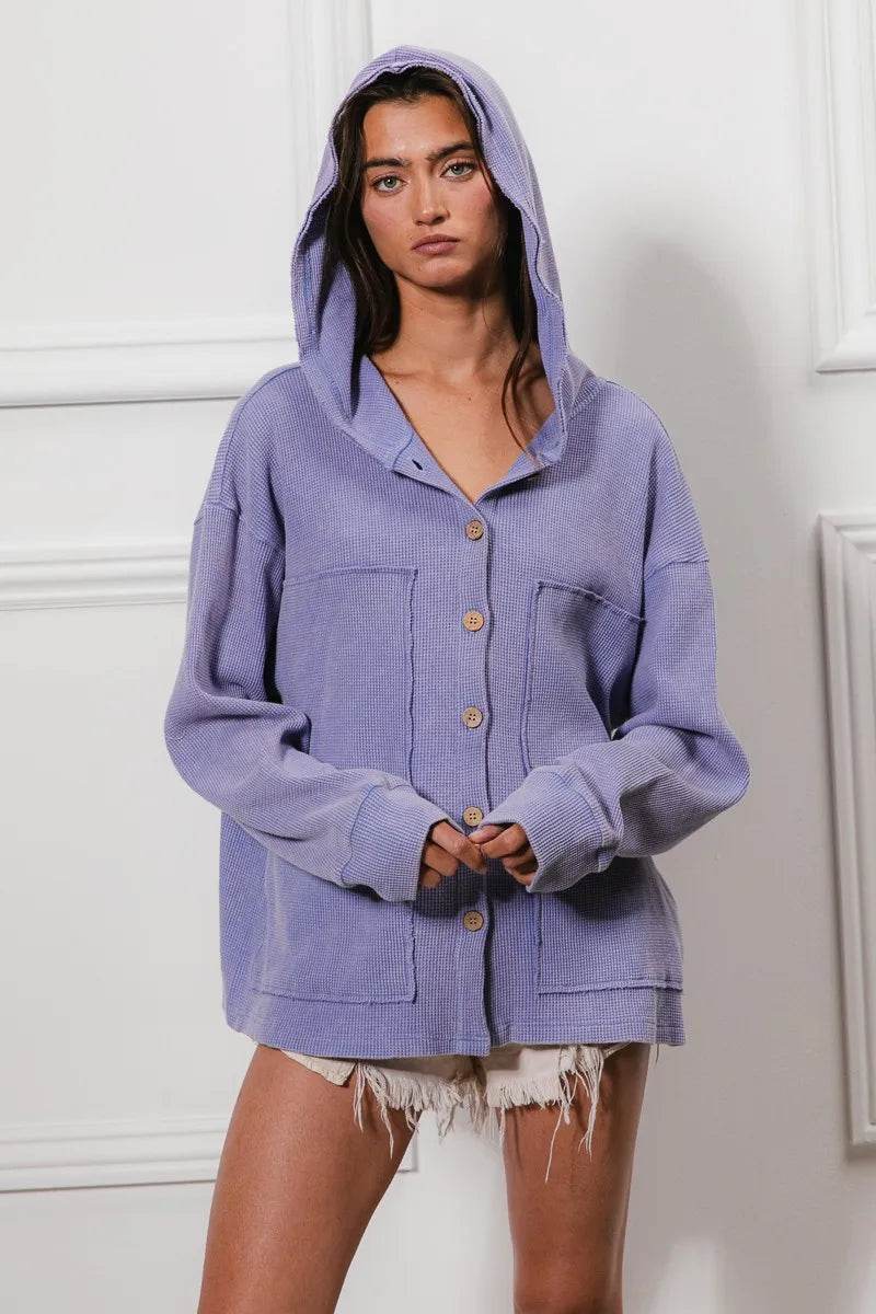 BiBi Washed Waffle Thermal Hooded Jacket