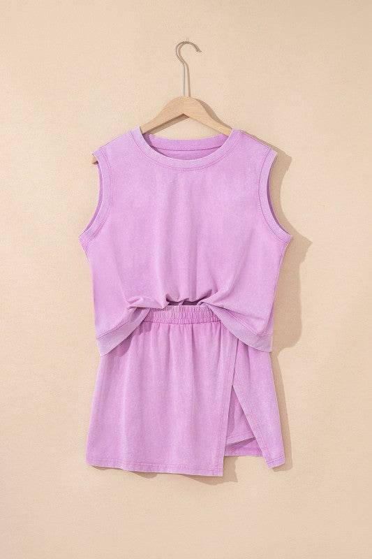 Aria 2 Pieces Mineral Wash Cotton Tank Top Lined S