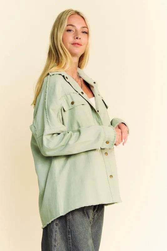 Davi & Dani Multi Color Rock & Roll Fringed Hem Loose Fit Shacket