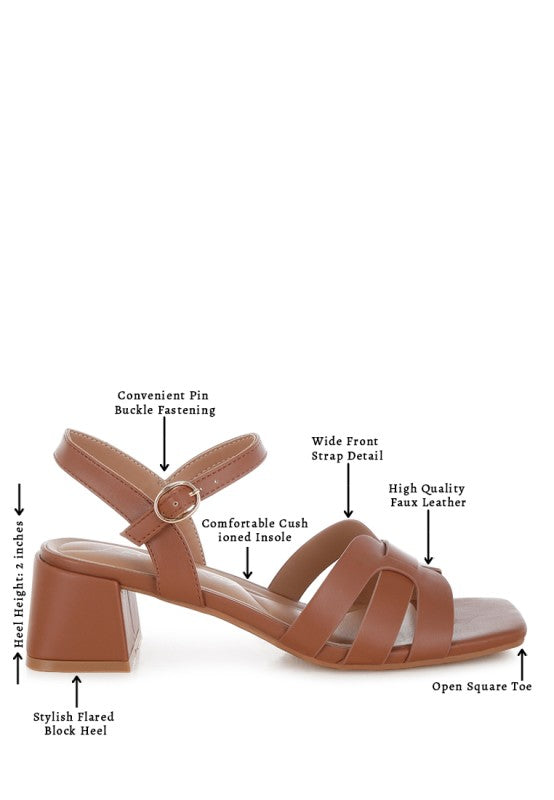 Eliska Strappy Square Toe Block Heels