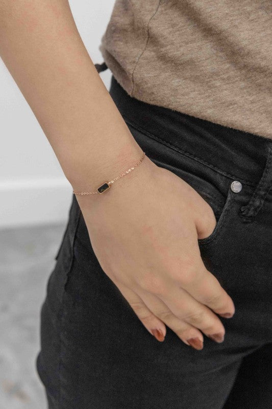 Beaming Bar Stone Bracelet | Rose Gold (14K)