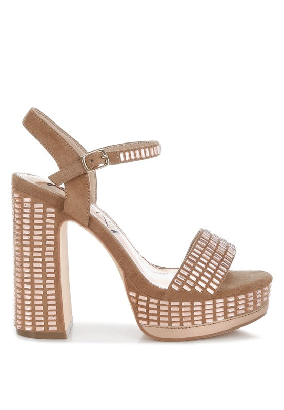 Starlet Rhinestones Embellished Ankle Strap Heels