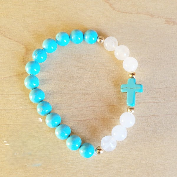 Natural Jade and Howlite Beaded Stretch Breacelet