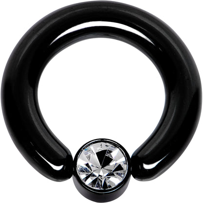 6G 1/2 Clear Gem 6mm Disc Black BCR Captive Ring