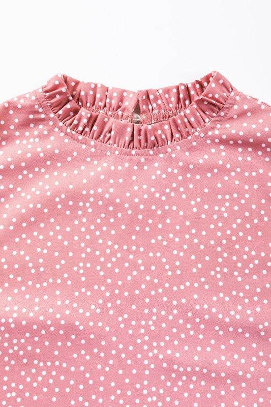 Marlowe Polka Dots Ruffle Flutter Sleeve Frilled N