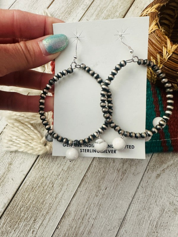 Navajo White Buffalo & Sterling Silver Pearl Beade