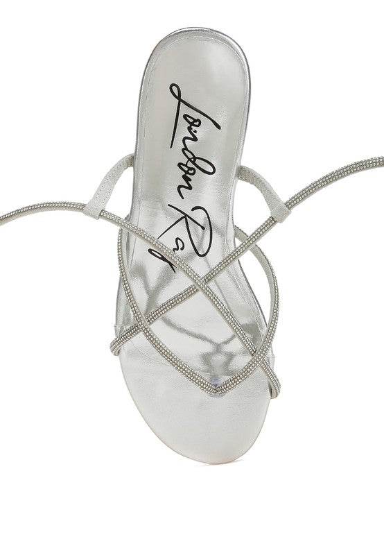 Babbity Rhinestone Embellished Lace-Up Sandals