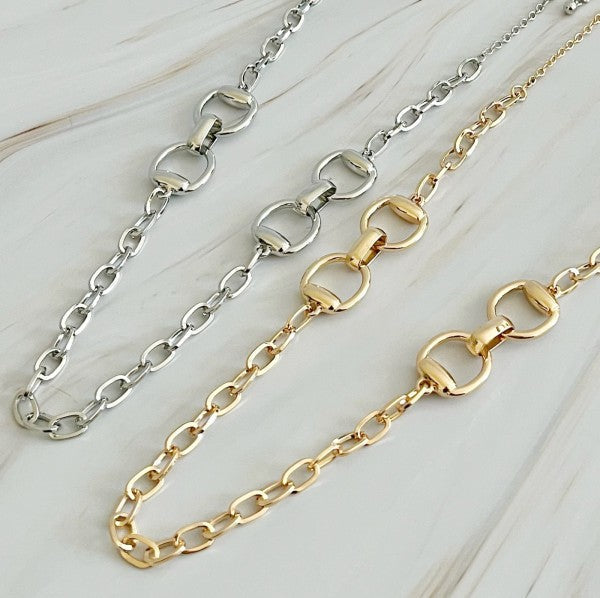 Double Equestrian Chain Necklace