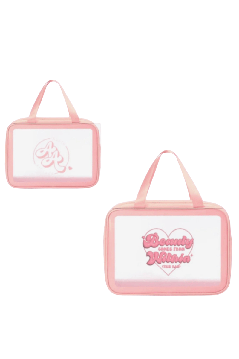 Acute Attitude Pink and Clear Beauty Comes from Within Makeup Bag