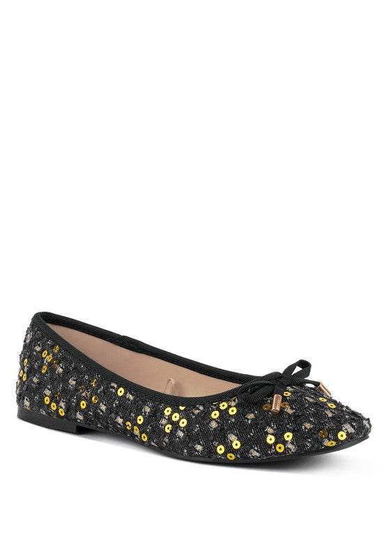 Florent Sequin Flat Bow Ballerinas