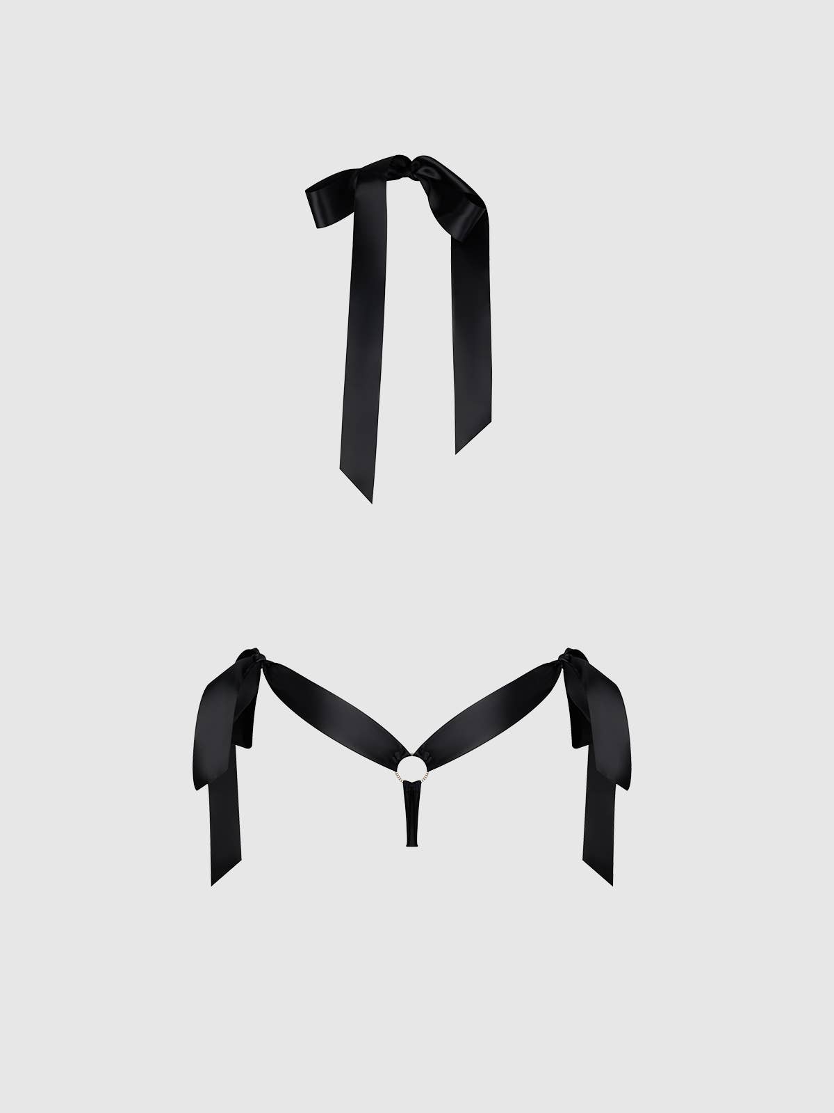 ADMIRE FEATHER TRIM & MESH PLUNGE THONG TEDDY LINGERIE