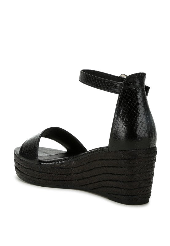 Utah Faux Leather Snake Wedge Espadrilles