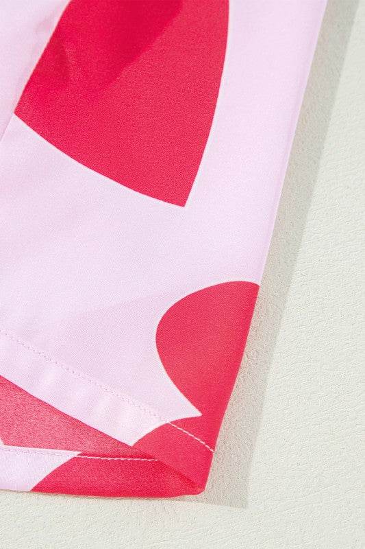 Heart Valentines Short Sleeve Pants Pajamas Set