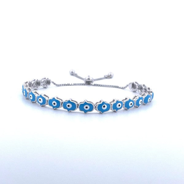 925 Sterling Silver Blue Evil Eye and Hamsa Bracel