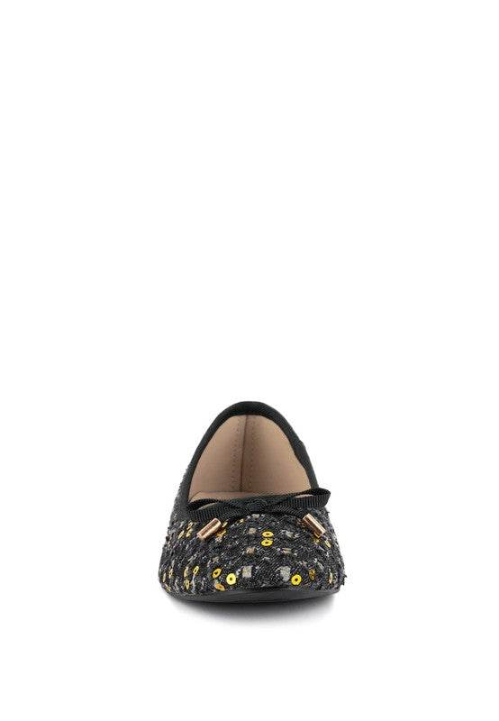 Florent Sequin Flat Bow Ballerinas