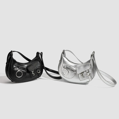 Design Stylish Retro Small Crossbody Bag - Versatile Punk Crescent Bag for Everyday Use