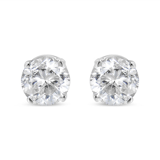 14K White Gold 5/8 Cttw Round Brilliant-Cut Lab Grown Diamond Classic 4-Prong Push back Stud Earrings (F-G Color, VS1-VS2 Clarity)