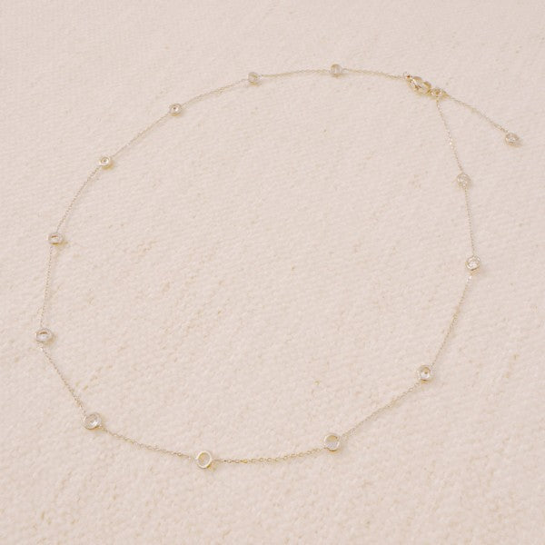 A Dozen Of Bezel Sparkle Station Necklace