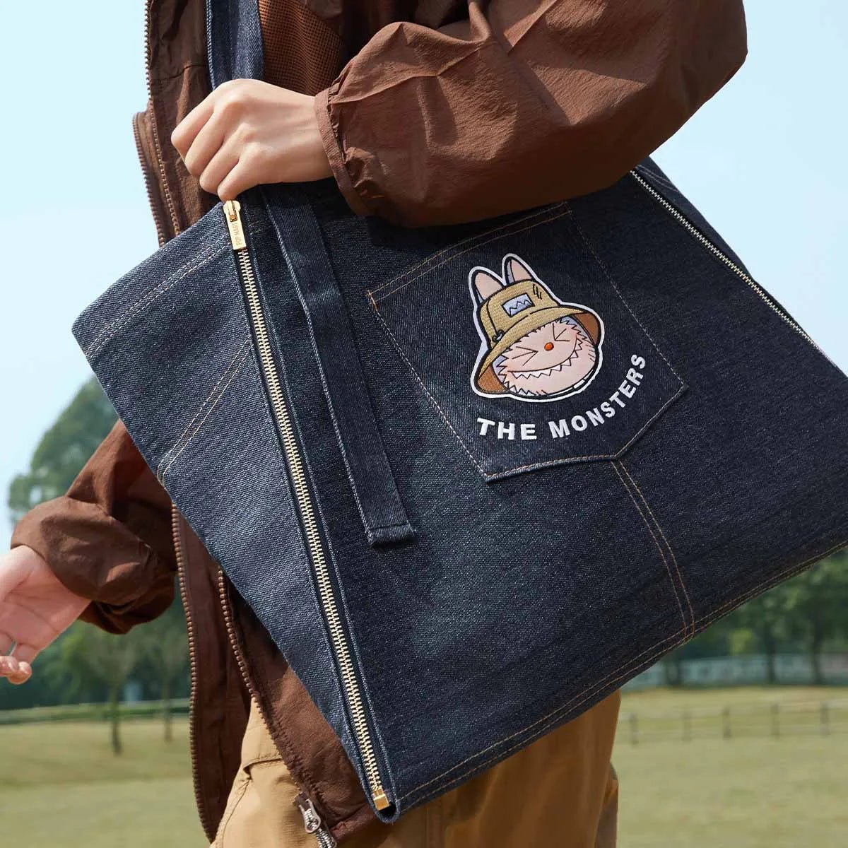 Authentic Labubu THE MONSTERS FALL IN WILD SERIES – DENIM APRON BAG