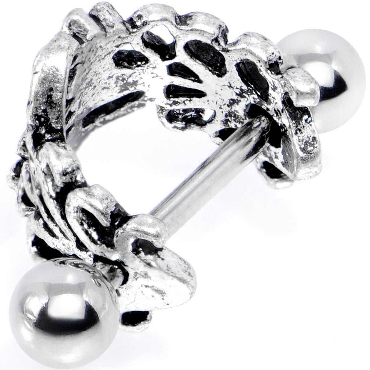 16G 1/2 Clear Gem Double Daisy Flower Cuff Cartilage Earring