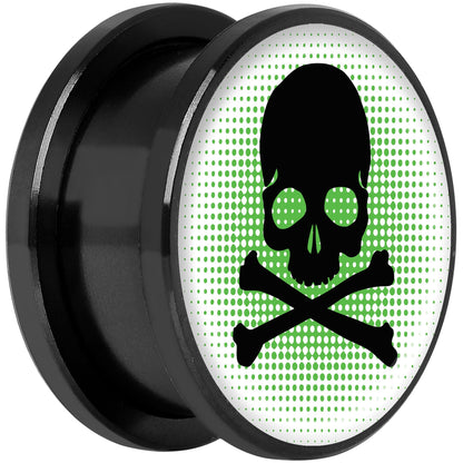 Green Black Skull Black Anodized Screw Fit Plug Set 18mm