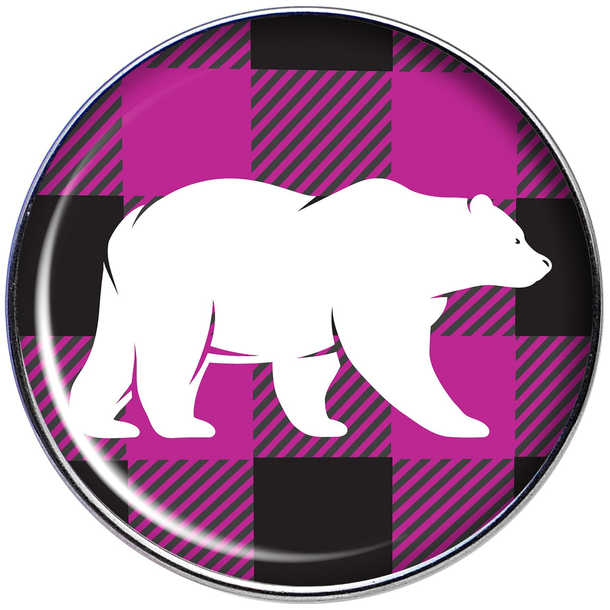 16G 1/4 Pink Black Plaid Polar Bear Tragus Cartilage Earring