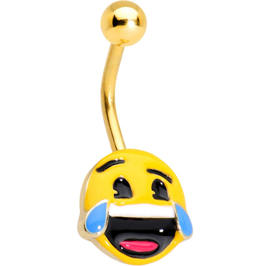 Officially Licensed Laughing emoji Gold Tone Anodized Belly Ring