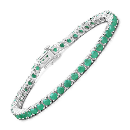 7.48 Carat Genuine Emerald .925 Sterling Silver Bracelet