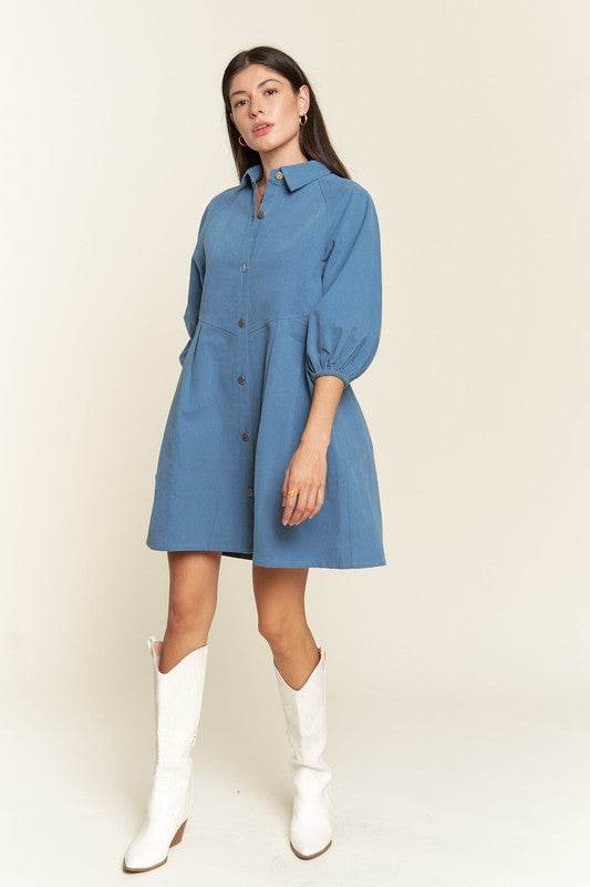 Washed denim style dress