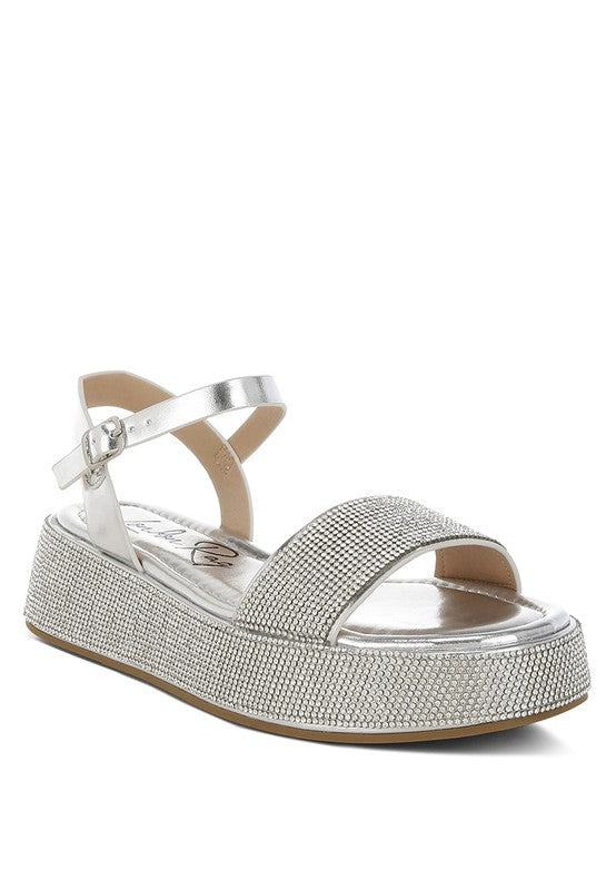 Nensis Rhinestone Embellished Flatform Sandals