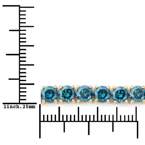 12.95 Carat Genuine Blue Diamond 14K Yellow Gold Bracelet