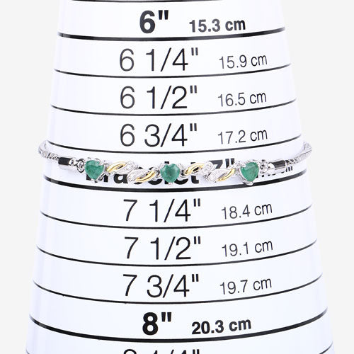 0.79 Carat Genuine Emerald and White Sapphire .925 Sterling Silver Bracelet