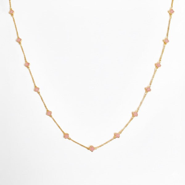 Petite Colored Clover Necklace