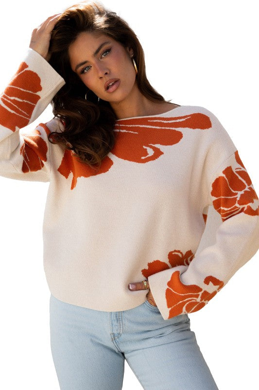 Floral Wide Sleeve Sweater