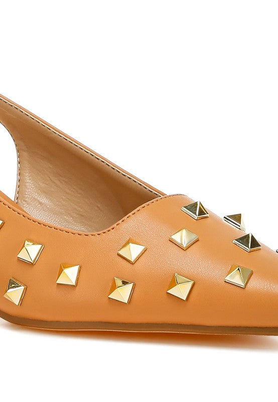 Hegron Stud Embellished Kitten Heels