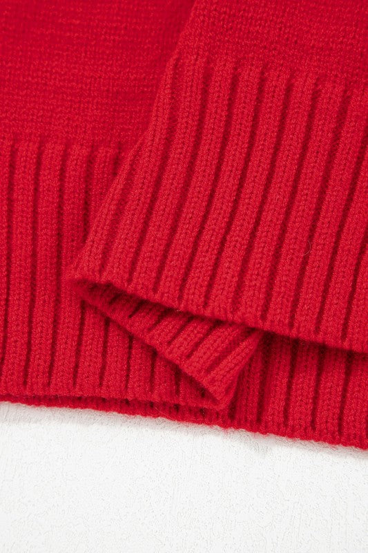 Solid Collared V-Neck Ribbed Edge Sweater