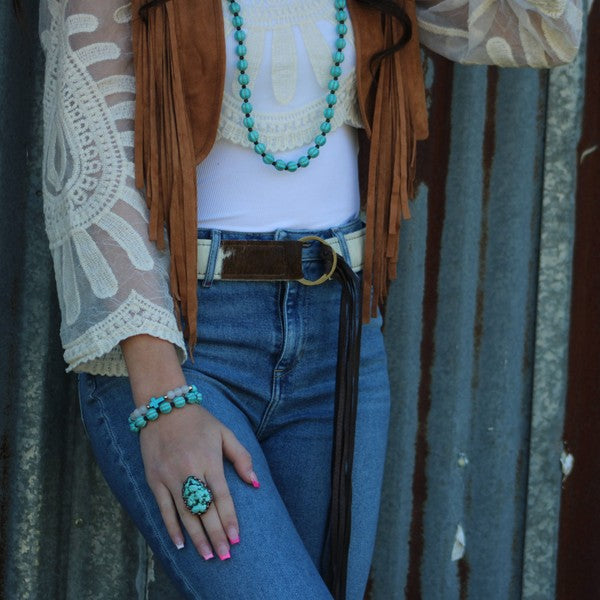 xxTurquoise Blue Melon Beaded Stretch Bracelet