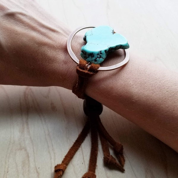 Turquoise Bracelet Stone Slab & Adjustable Ties
