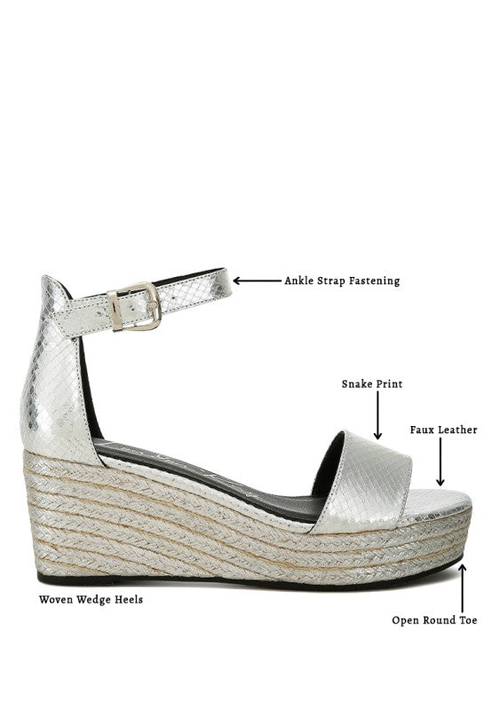 Utah Faux Leather Snake Wedge Espadrilles