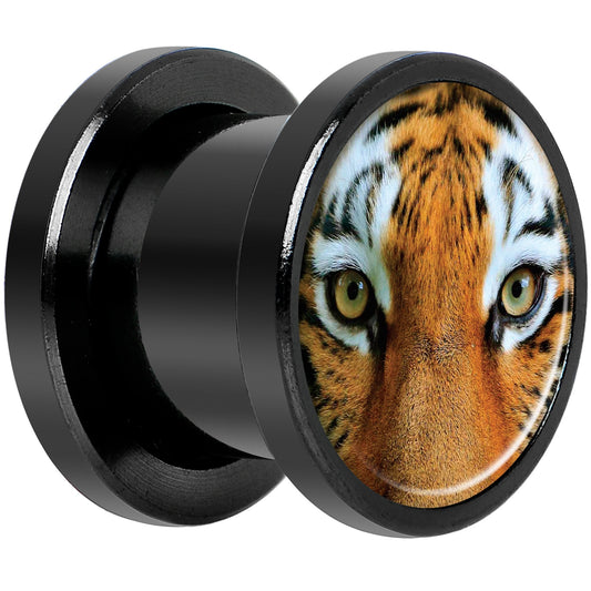 Full Color Tiger Eyes Black Anodized Screw Fit Plug Set 00G