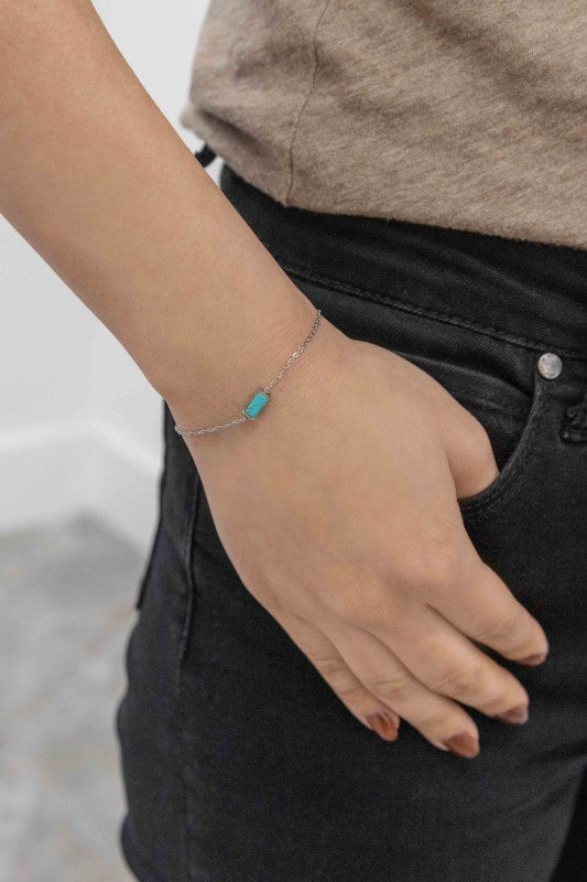 Beaming Bar Stone Bracelet | Silver