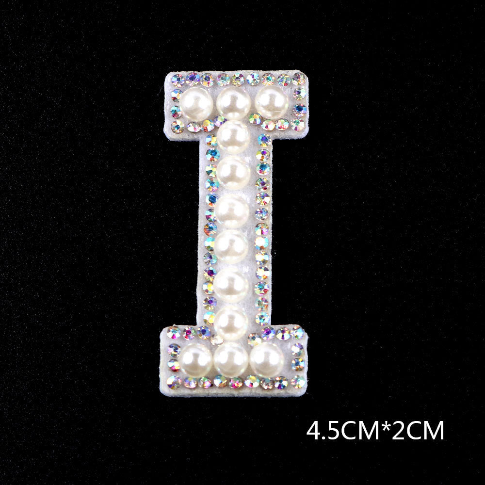 Pearl Rhinestone Cloth Sticker-Letter A-White-2 Pack