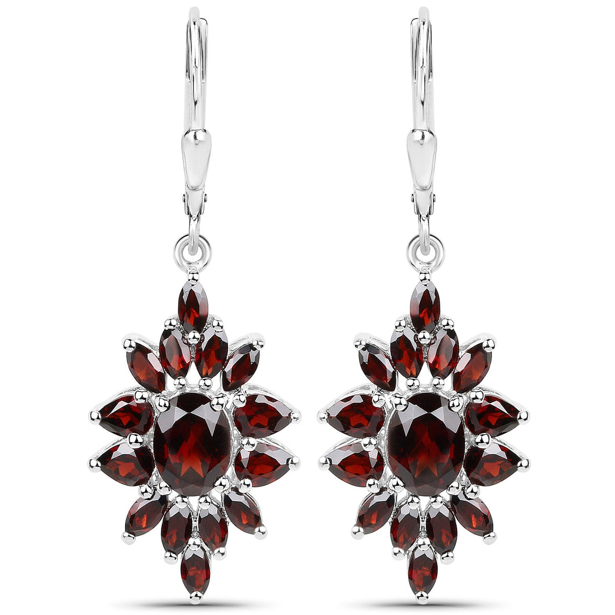 20.24 Carat Genuine Garnet .925 Sterling Silver 3 Piece Jewelry Set (Ring, Earrings, and Pendant w/ Chain)