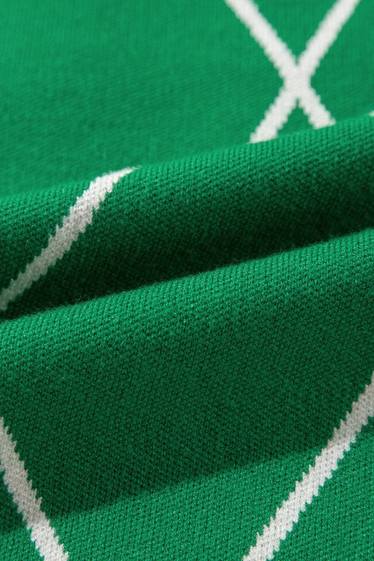 Christmas Geometric Diamond Pom Long Sleeve Sweate