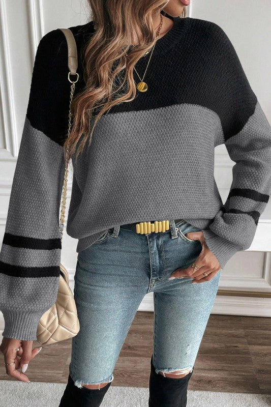 Colorblock Stripe Long Sleeve Sweater