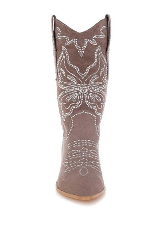 Latafa Rhinestones Embellished Cowboy Boots