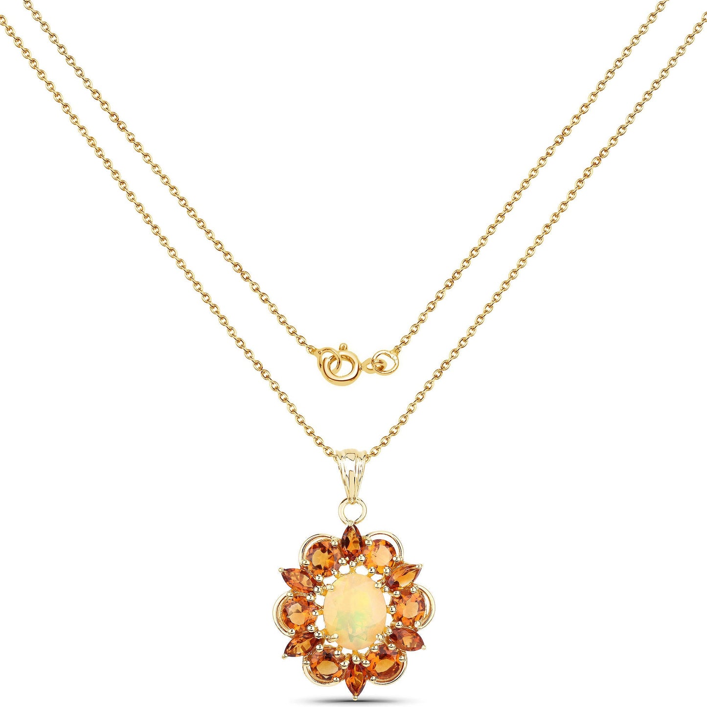5.99 Carat Genuine Ethiopian Opal and Citrine .925 Sterling Silver Pendant